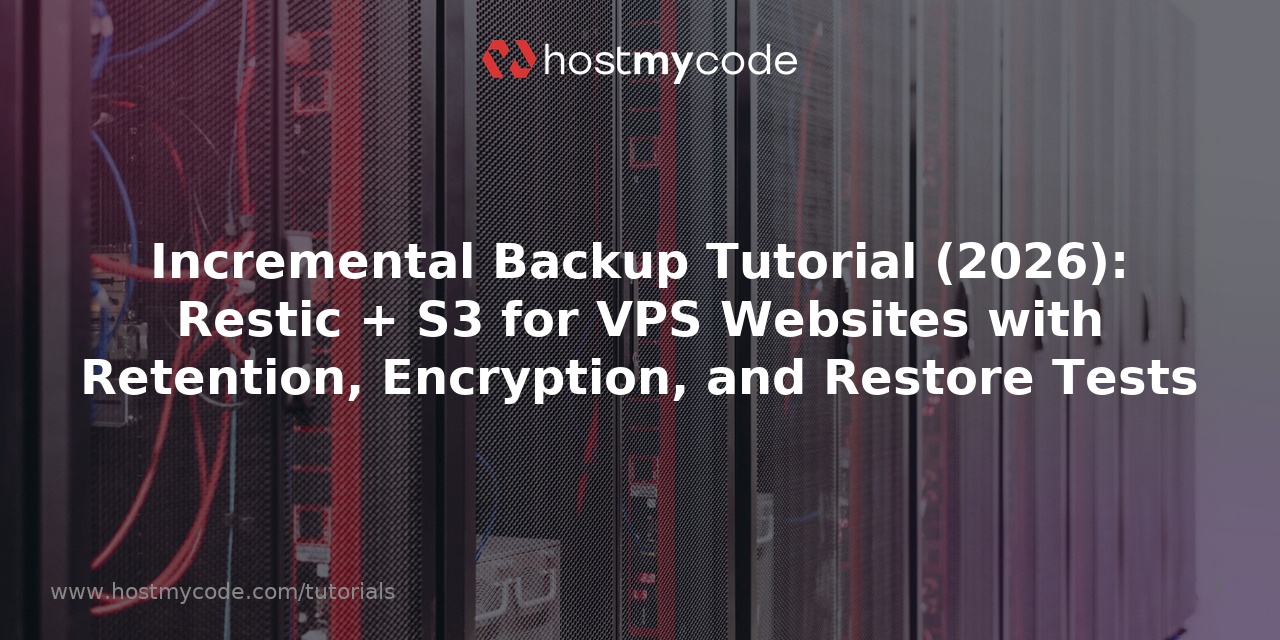 Incremental Backup Tutorial (2026): Restic + S3 for VPS Websites with Retention, Encryption, and Restore Tests