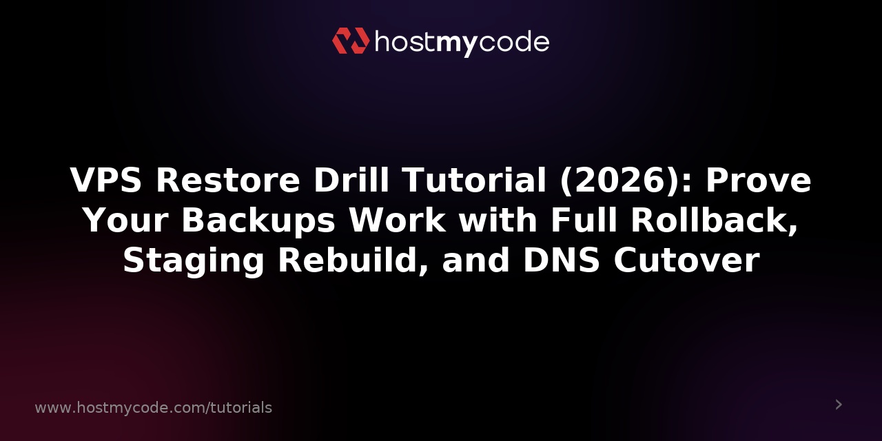 VPS Restore Drill Tutorial (2026): Prove Your Backups Work with Full Rollback, Staging Rebuild, and DNS Cutover
